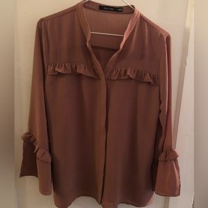 Doe & Rae Rust Colored Blouse, Size Small